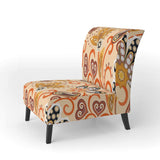 Retro Indian Floral Batik III Mid-Century Accent Chair