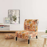 Retro Indian Floral Batik III Mid-Century Accent Chair