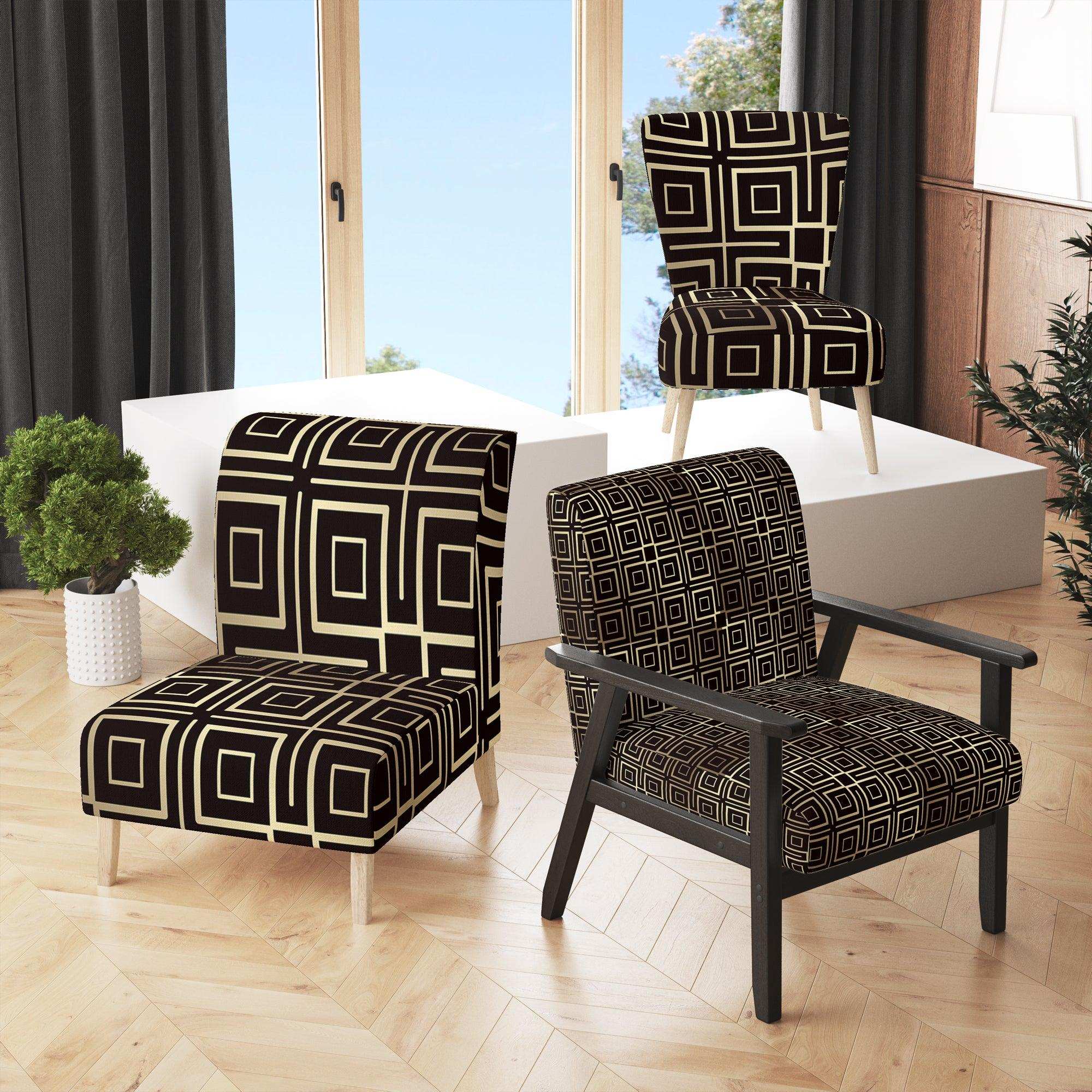 Golden Luxury Metallic Geometrics XII Mid-Century Accent Chair