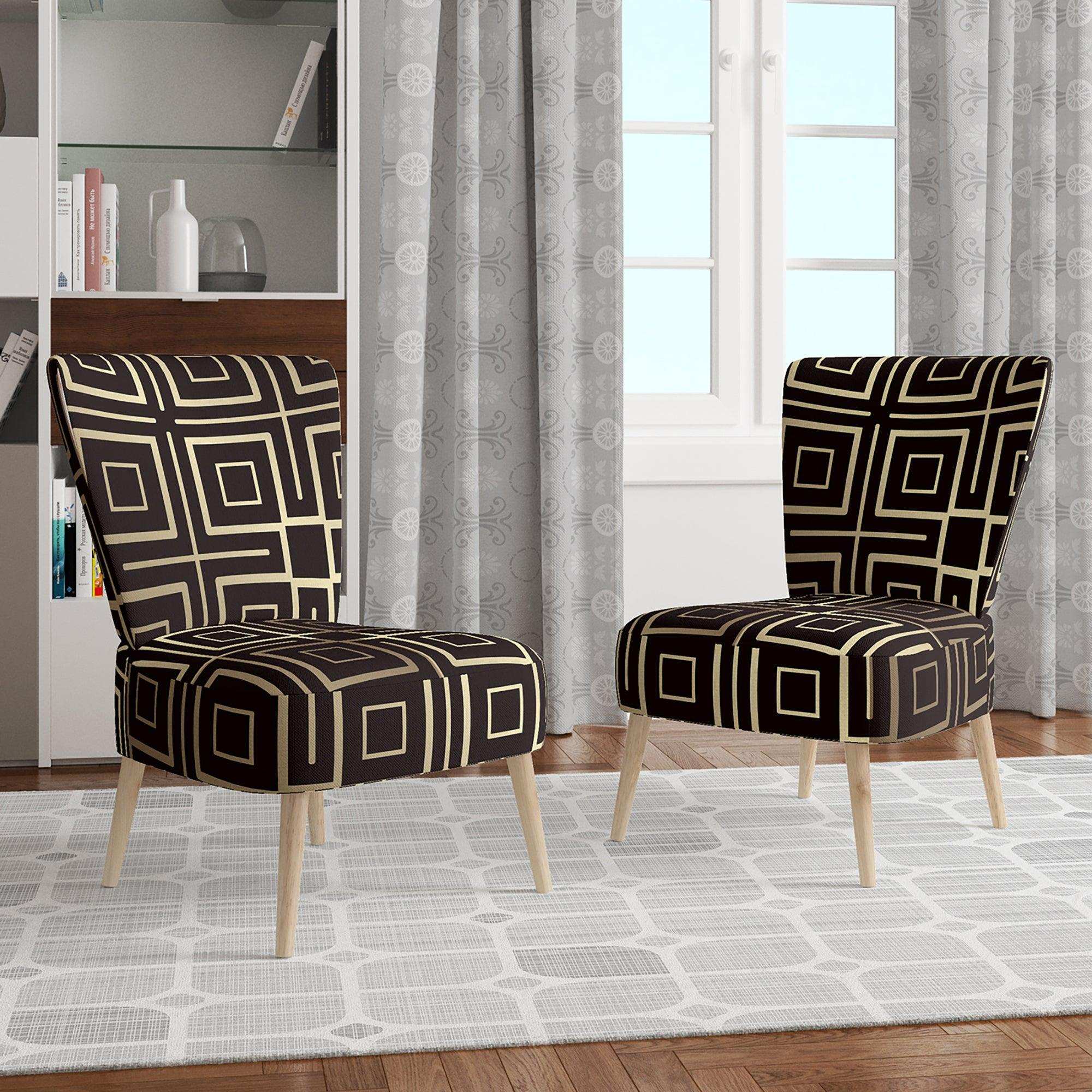 Golden Luxury Metallic Geometrics XII Mid-Century Accent Chair