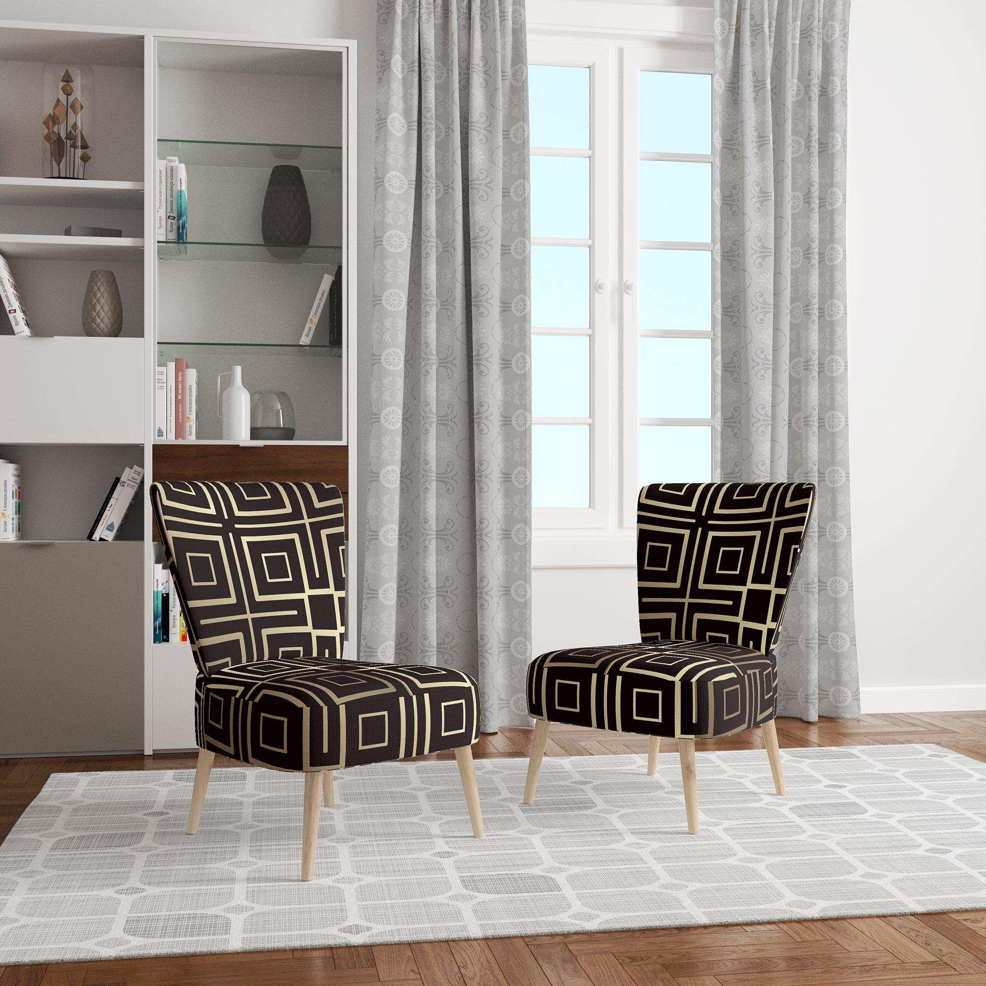 Golden Luxury Metallic Geometrics XII Mid-Century Accent Chair