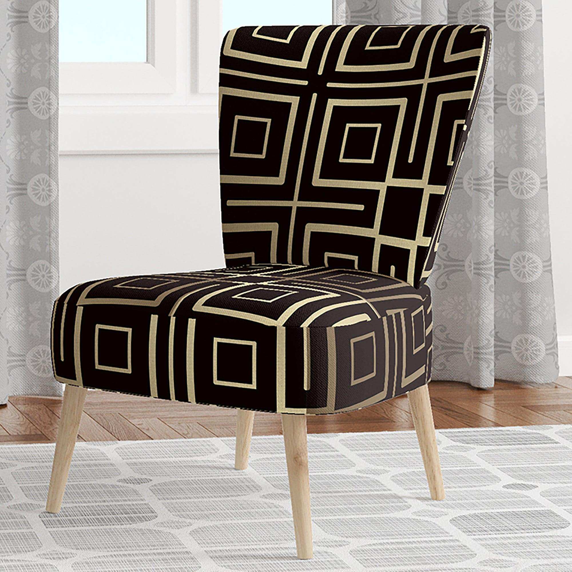Golden Luxury Metallic Geometrics XII Mid-Century Accent Chair