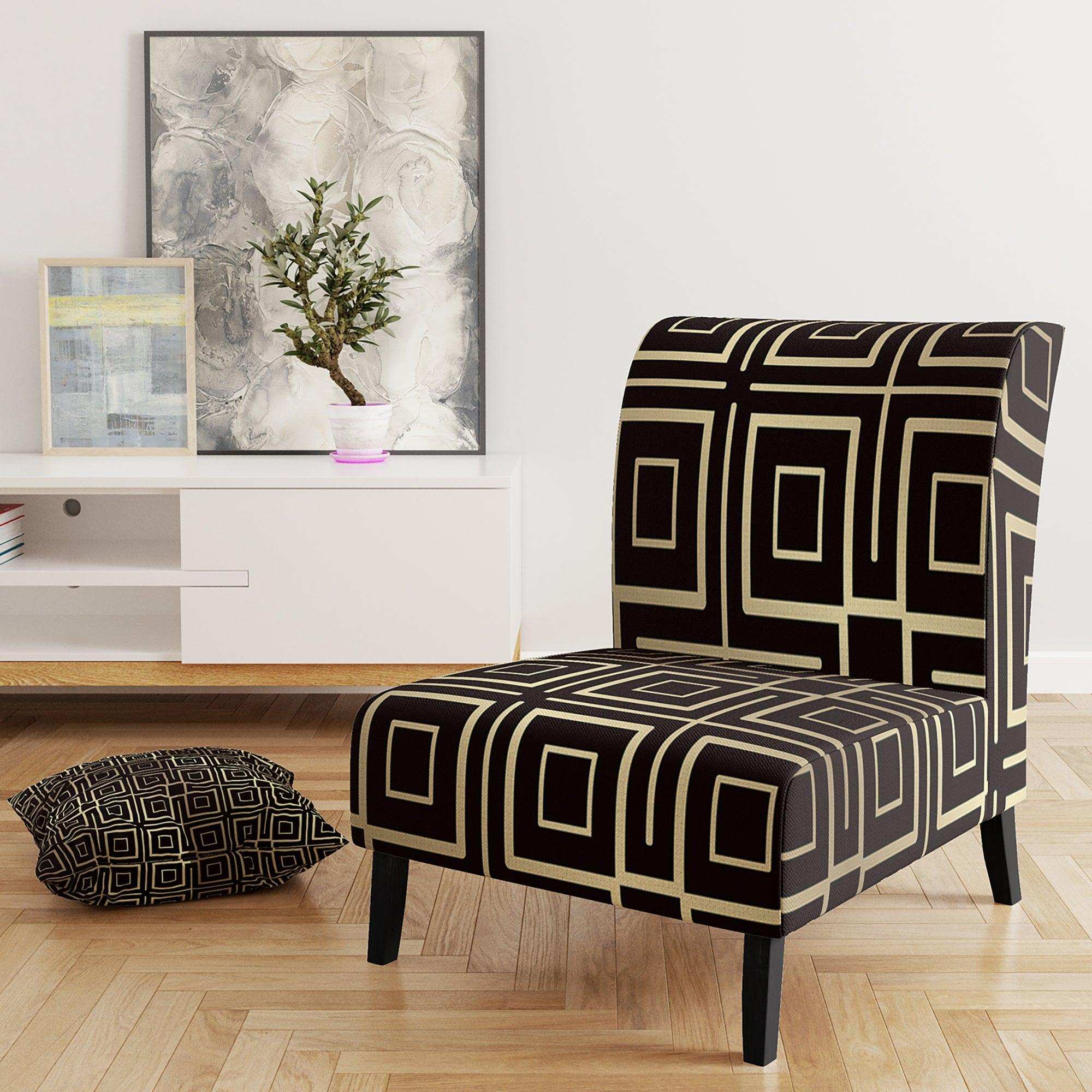 Golden Luxury Metallic Geometrics XII Mid-Century Accent Chair