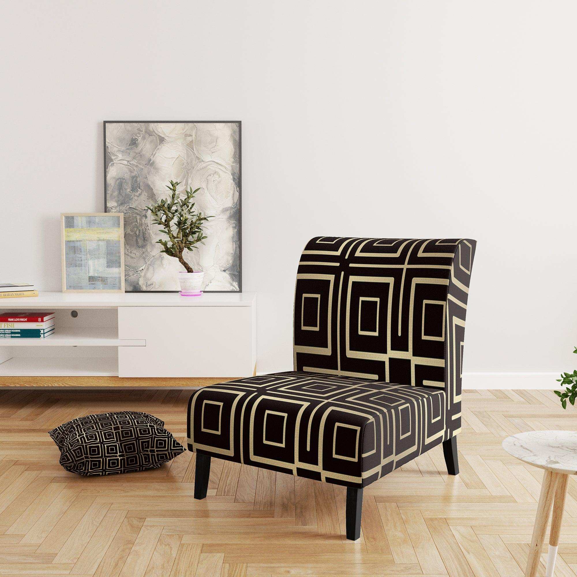 Golden Luxury Metallic Geometrics XII Mid-Century Accent Chair