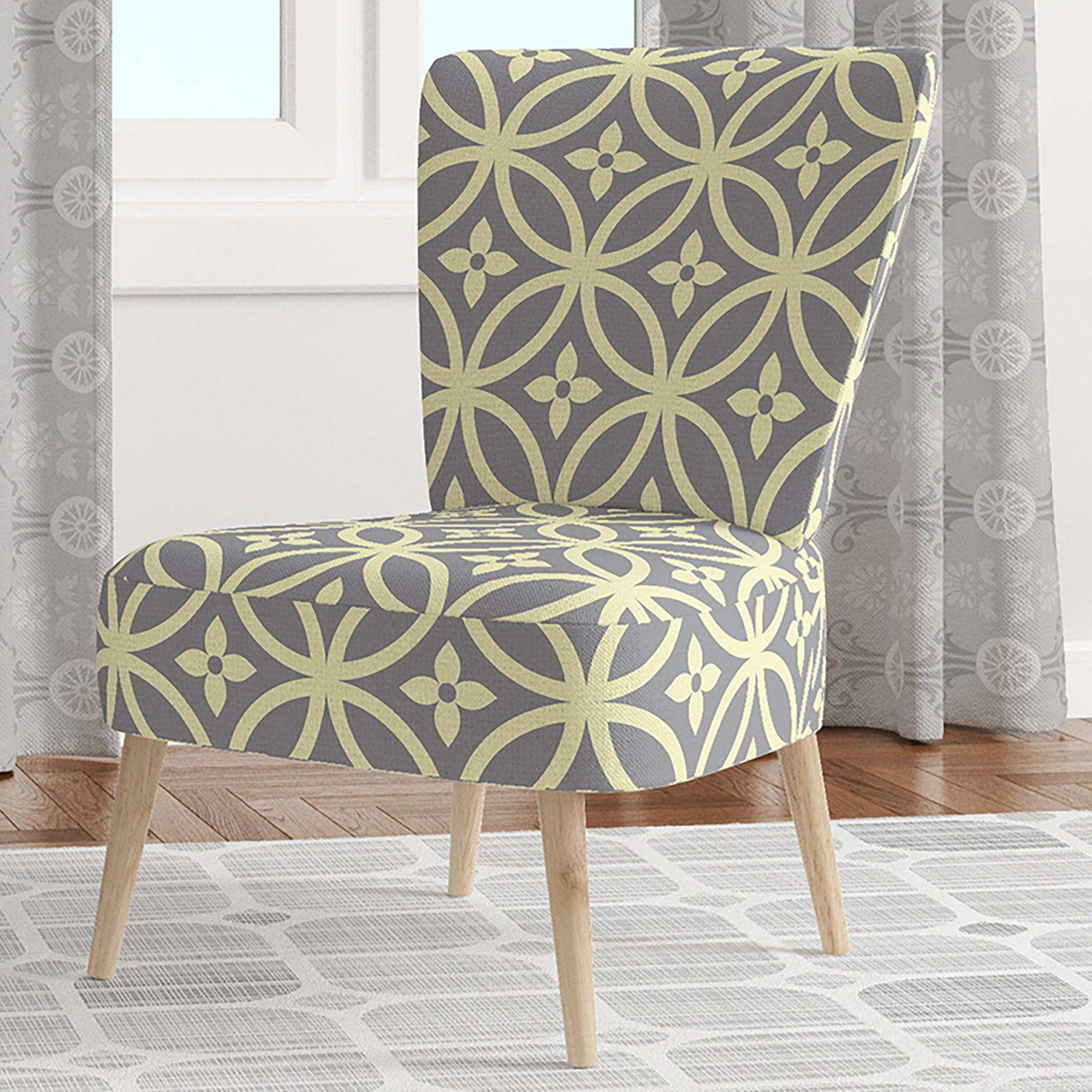 Retro Ornamental Pattern II Mid-Century Accent Chair