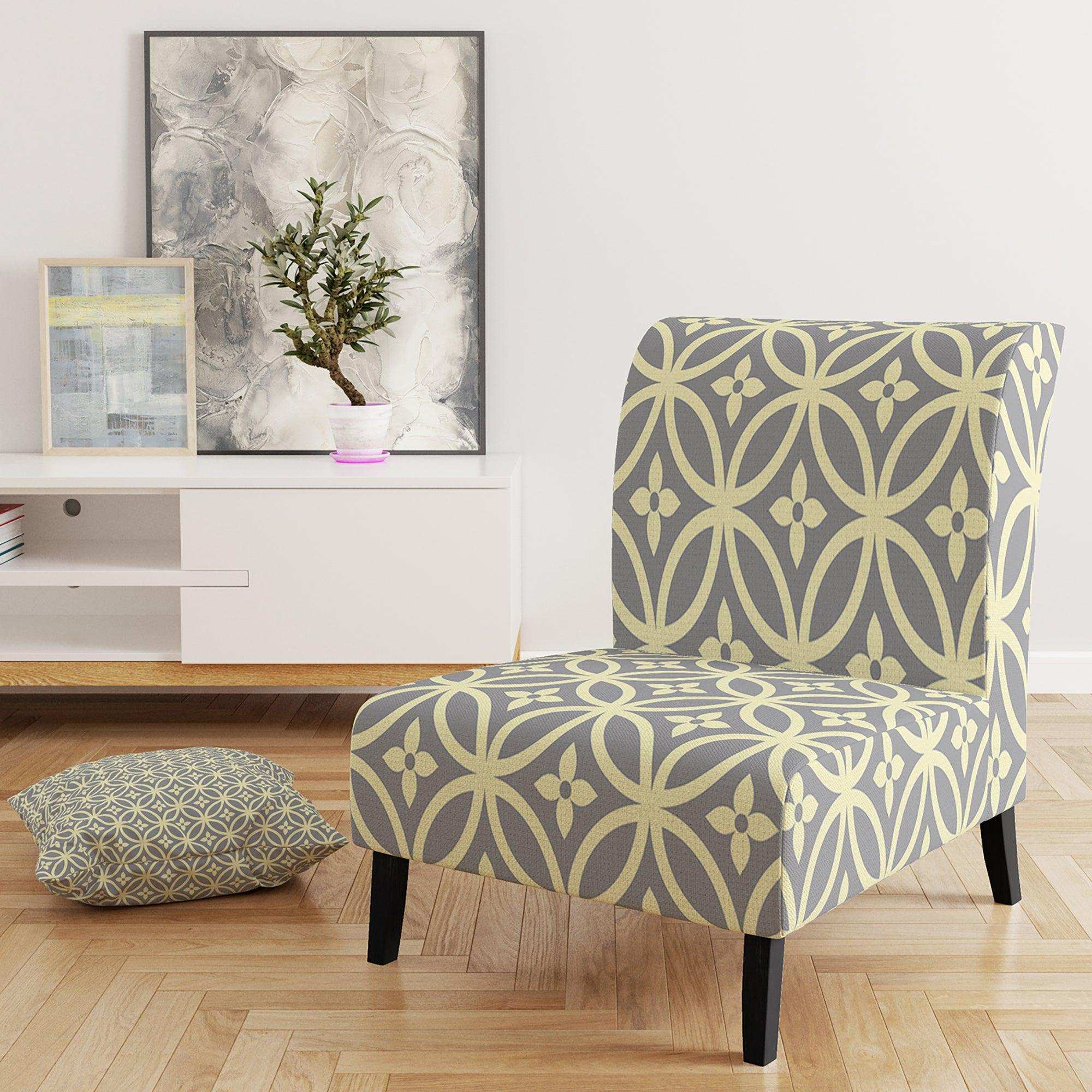Retro Ornamental Pattern II Mid-Century Accent Chair