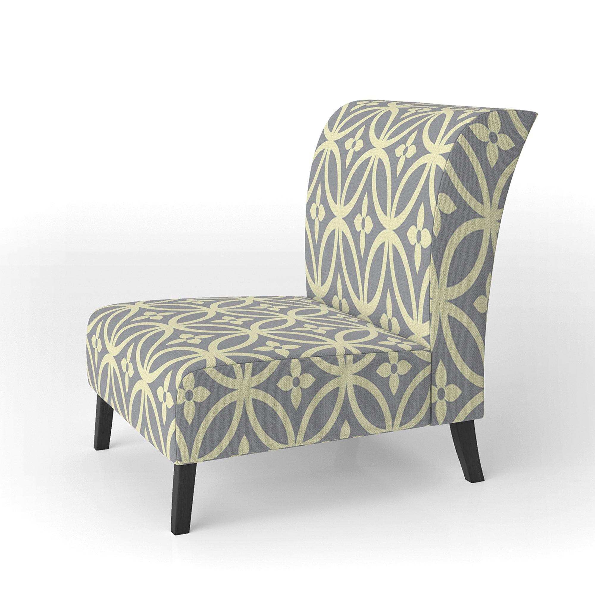 Retro Ornamental Pattern II Mid-Century Accent Chair