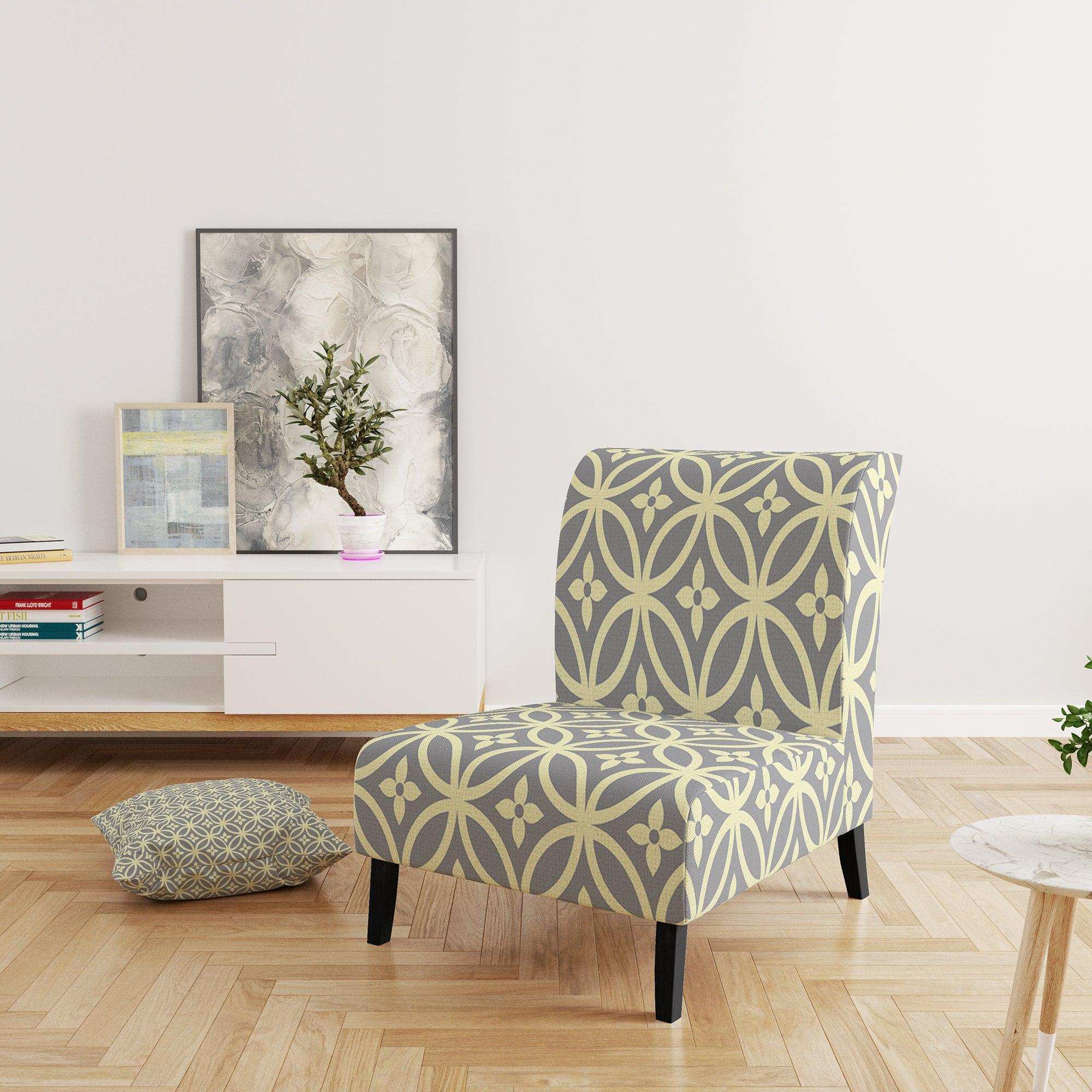 Retro Ornamental Pattern II Mid-Century Accent Chair