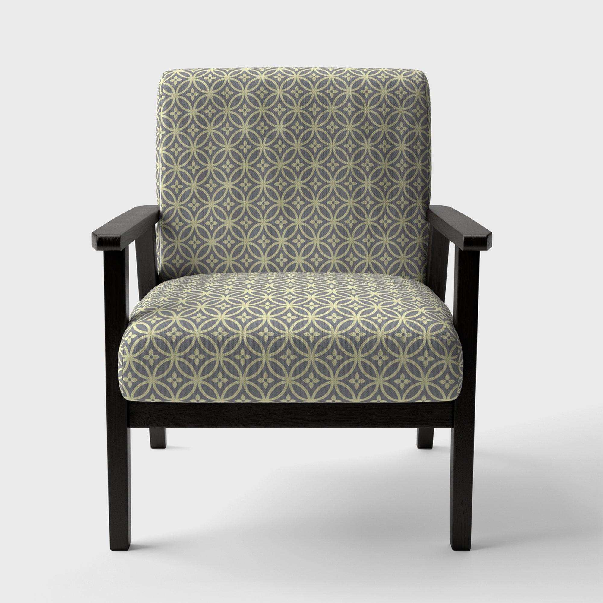Retro Ornamental Pattern II Mid-Century Accent Chair
