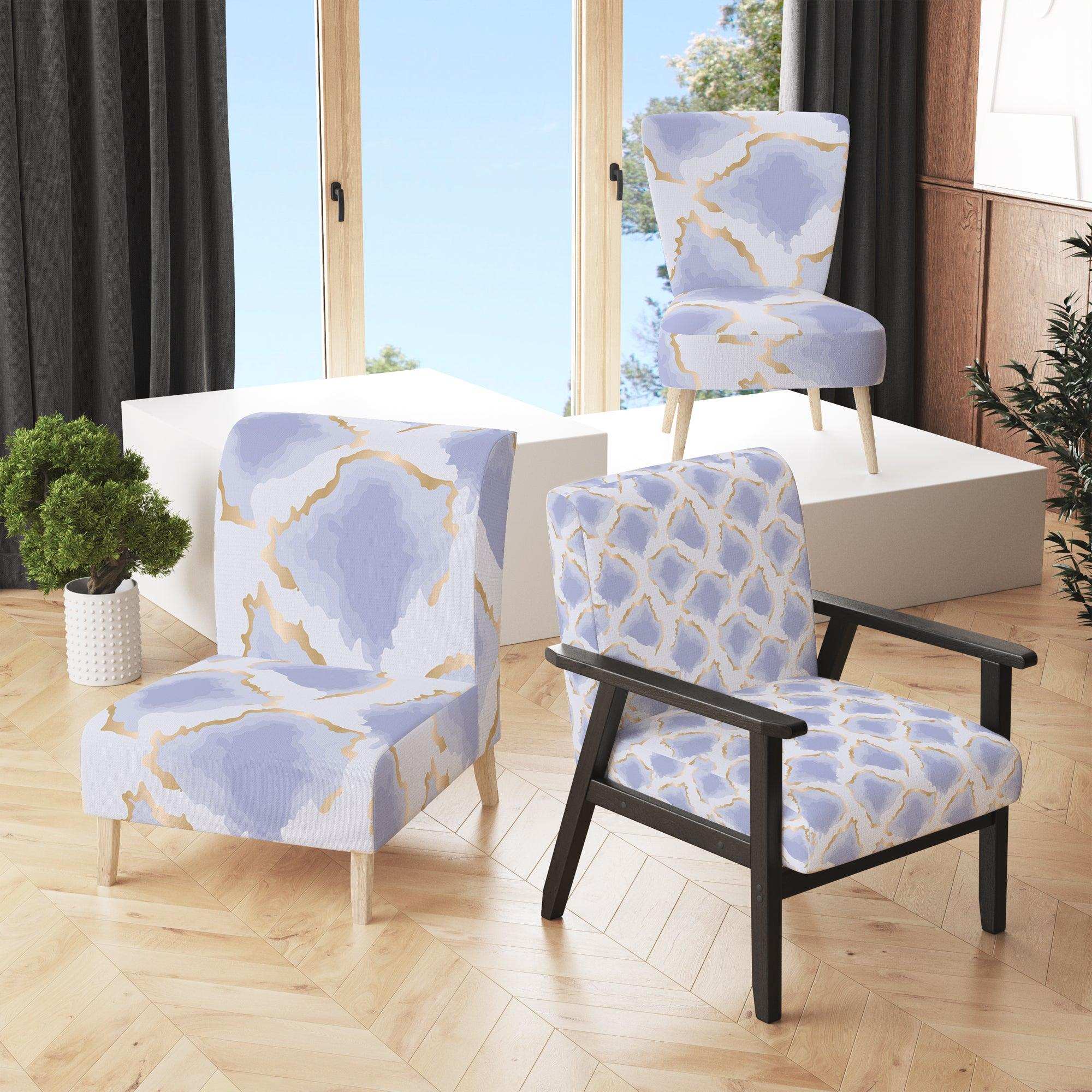 Pastel blue and gold abstract shapes pattern Mid-Century Accent Chair