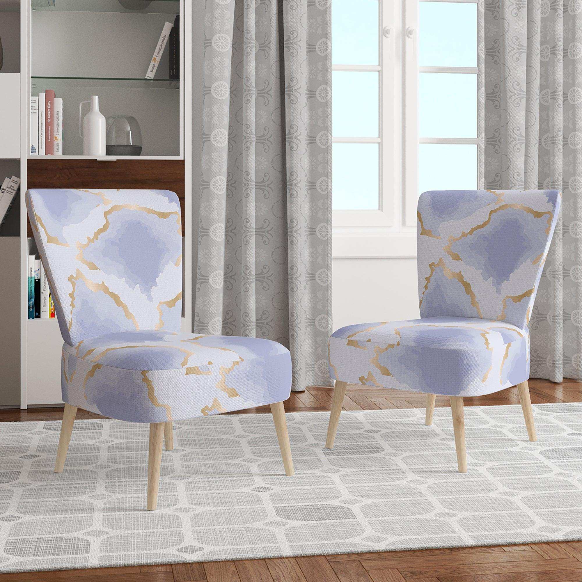 Pastel blue and gold abstract shapes pattern Mid-Century Accent Chair