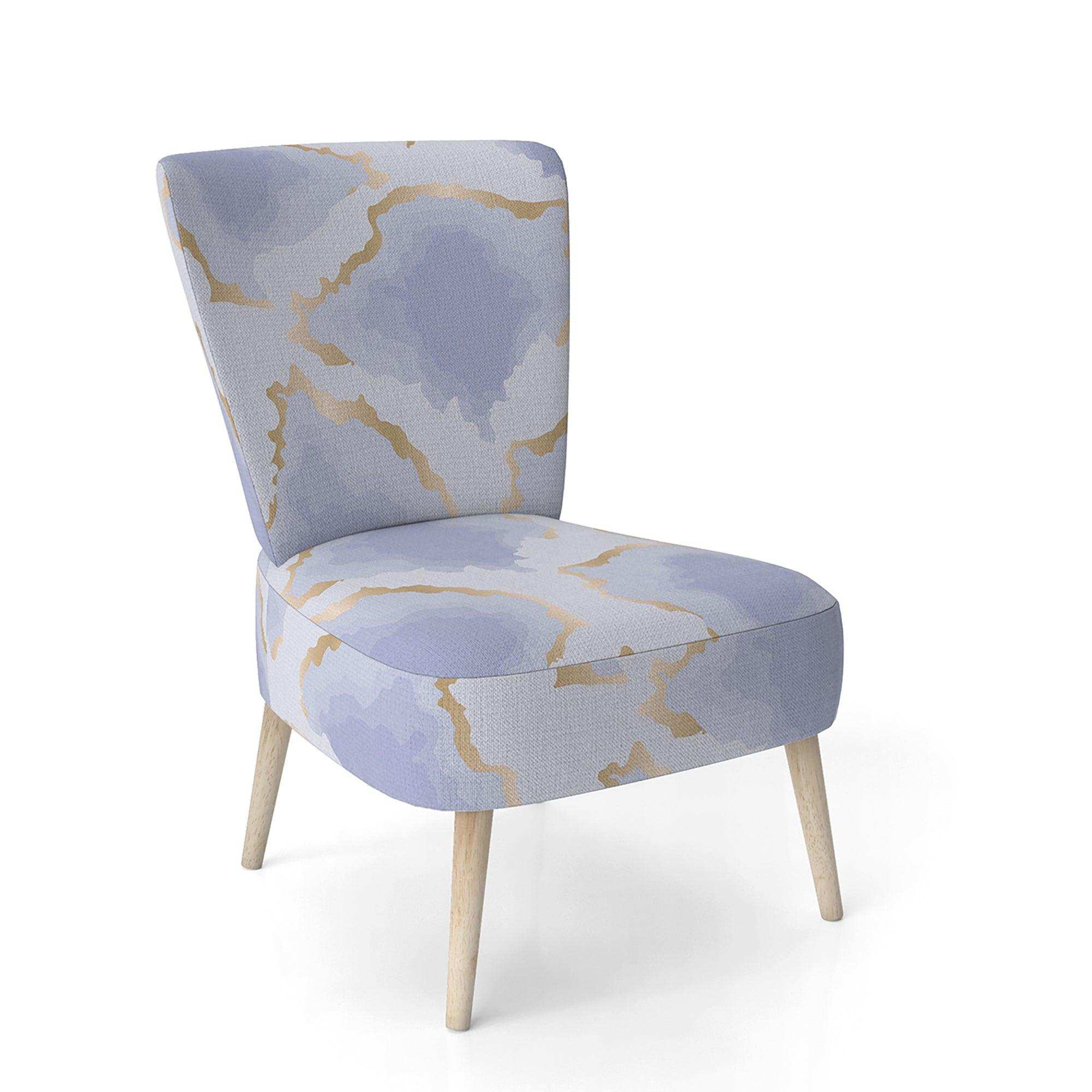 Pastel blue and gold abstract shapes pattern Mid-Century Accent Chair