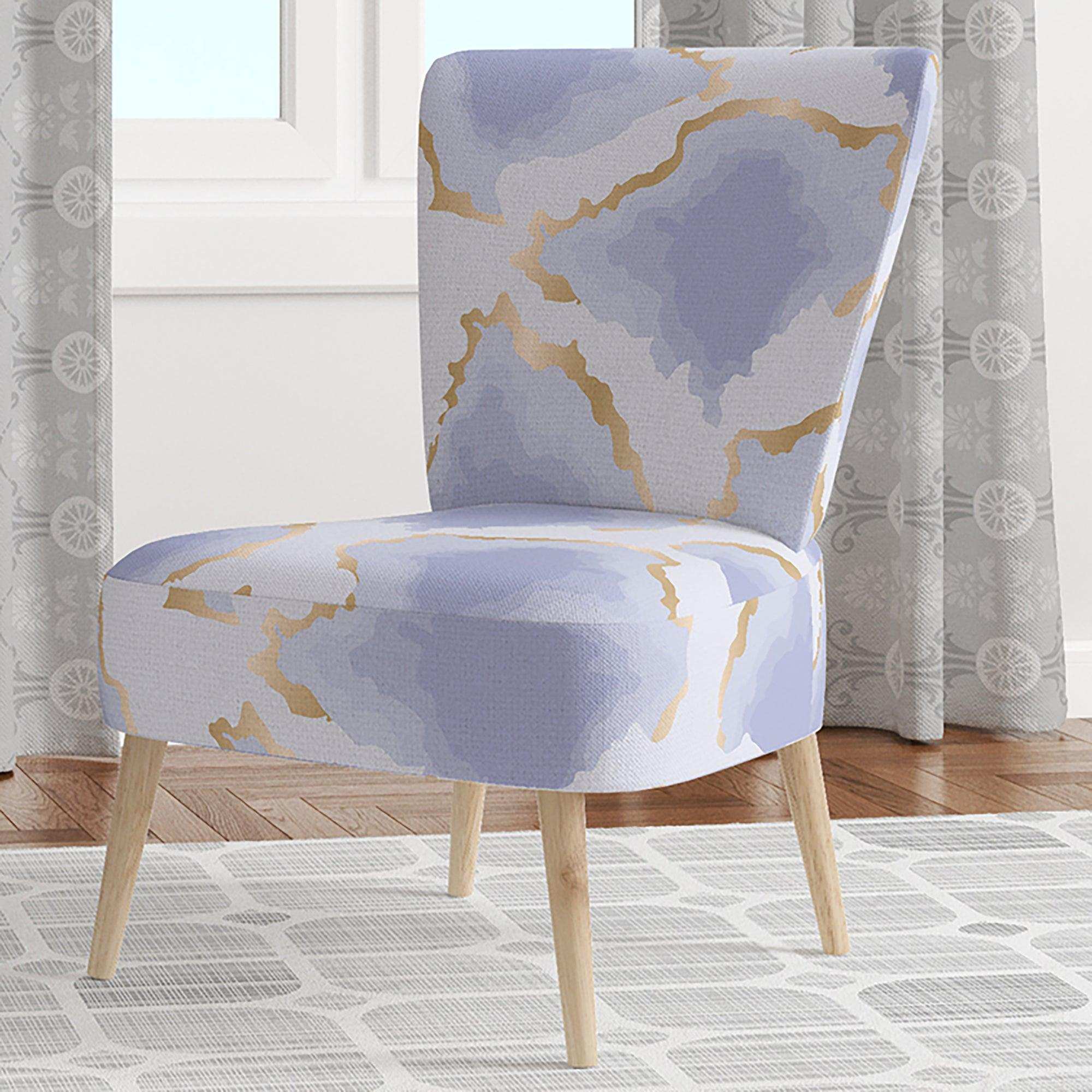Pastel blue and gold abstract shapes pattern Mid-Century Accent Chair