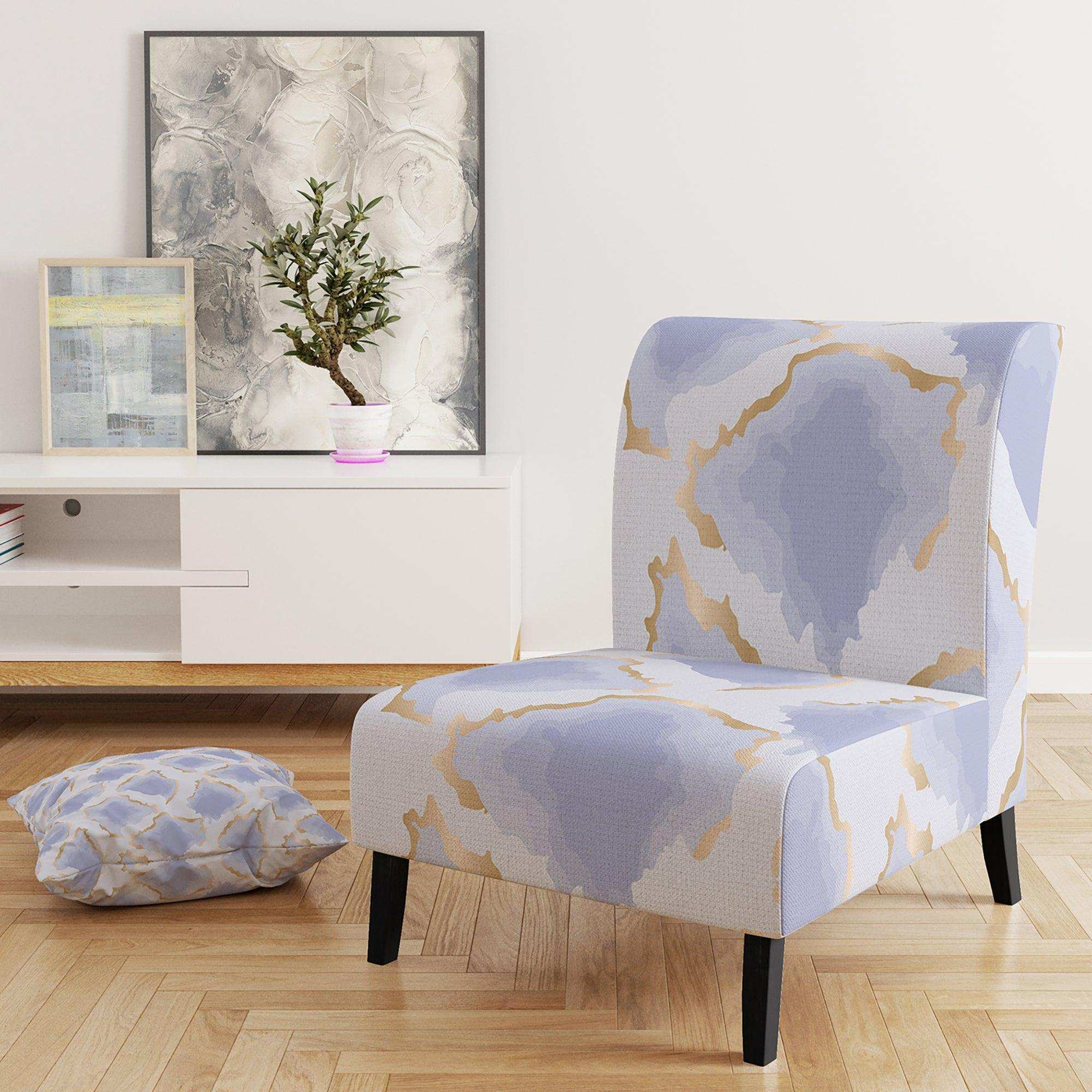 Pastel blue and gold abstract shapes pattern Mid-Century Accent Chair