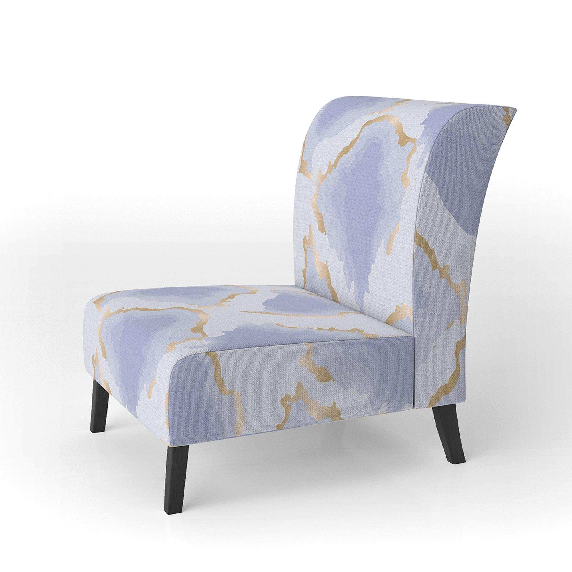 Pastel blue and gold abstract shapes pattern Mid-Century Accent Chair
