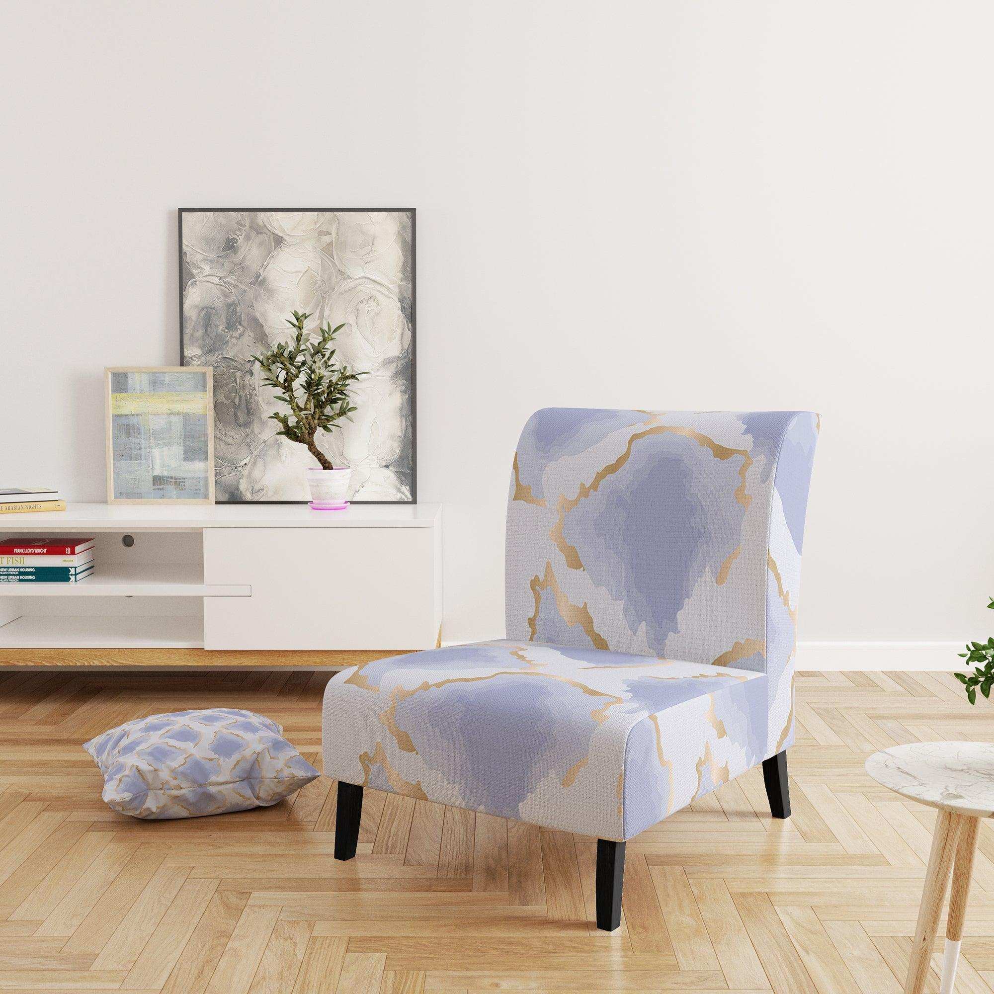Pastel blue and gold abstract shapes pattern Mid-Century Accent Chair