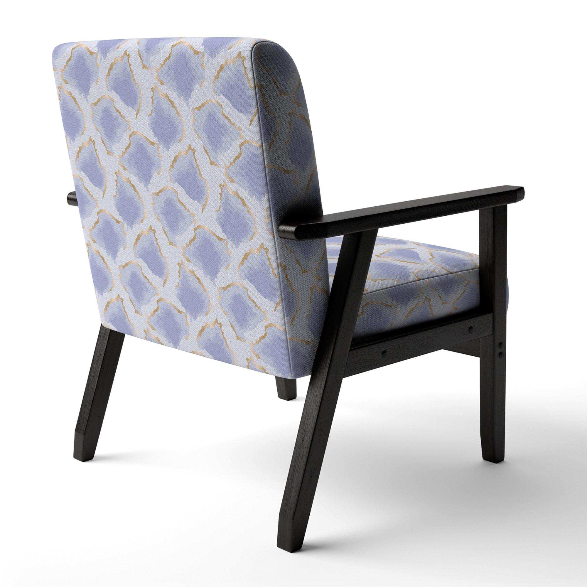 Pastel blue and gold abstract shapes pattern Mid-Century Accent Chair