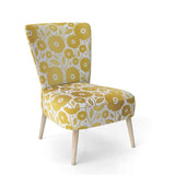Golden Floral I Mid-Century Accent Chair