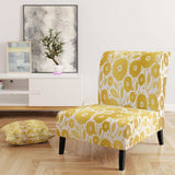 Golden Floral I Mid-Century Accent Chair