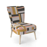 Abstract Retro Geometric IX Mid-Century Accent Chair Side Chair