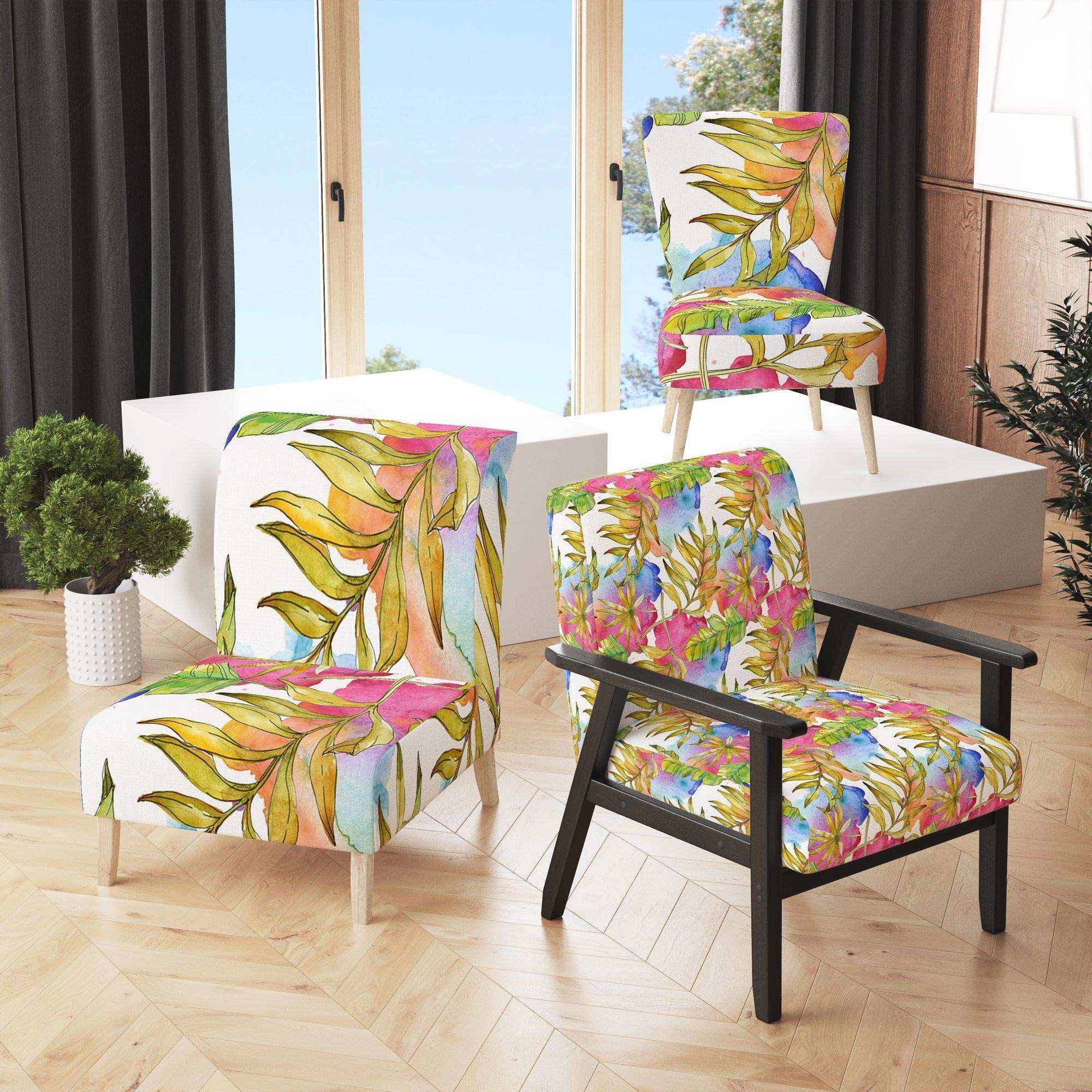 Tropical Foliage IV Mid-Century Accent Chair