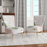 Pineappple On Tropical Leaves Mid-Century Accent Chair