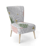 Pineappple On Tropical Leaves Mid-Century Accent Chair