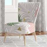 Pineappple On Tropical Leaves Mid-Century Accent Chair
