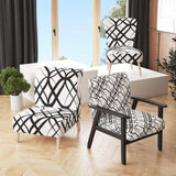 Monochrome Geometric Pattern III Mid-Century Accent Chair