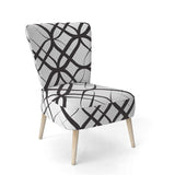 Monochrome Geometric Pattern III Mid-Century Accent Chair