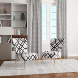 Monochrome Geometric Pattern III Mid-Century Accent Chair
