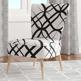 Monochrome Geometric Pattern III Mid-Century Accent Chair