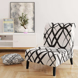 Monochrome Geometric Pattern III Mid-Century Accent Chair