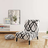 Monochrome Geometric Pattern III Mid-Century Accent Chair