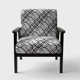 Monochrome Geometric Pattern III Mid-Century Accent Chair