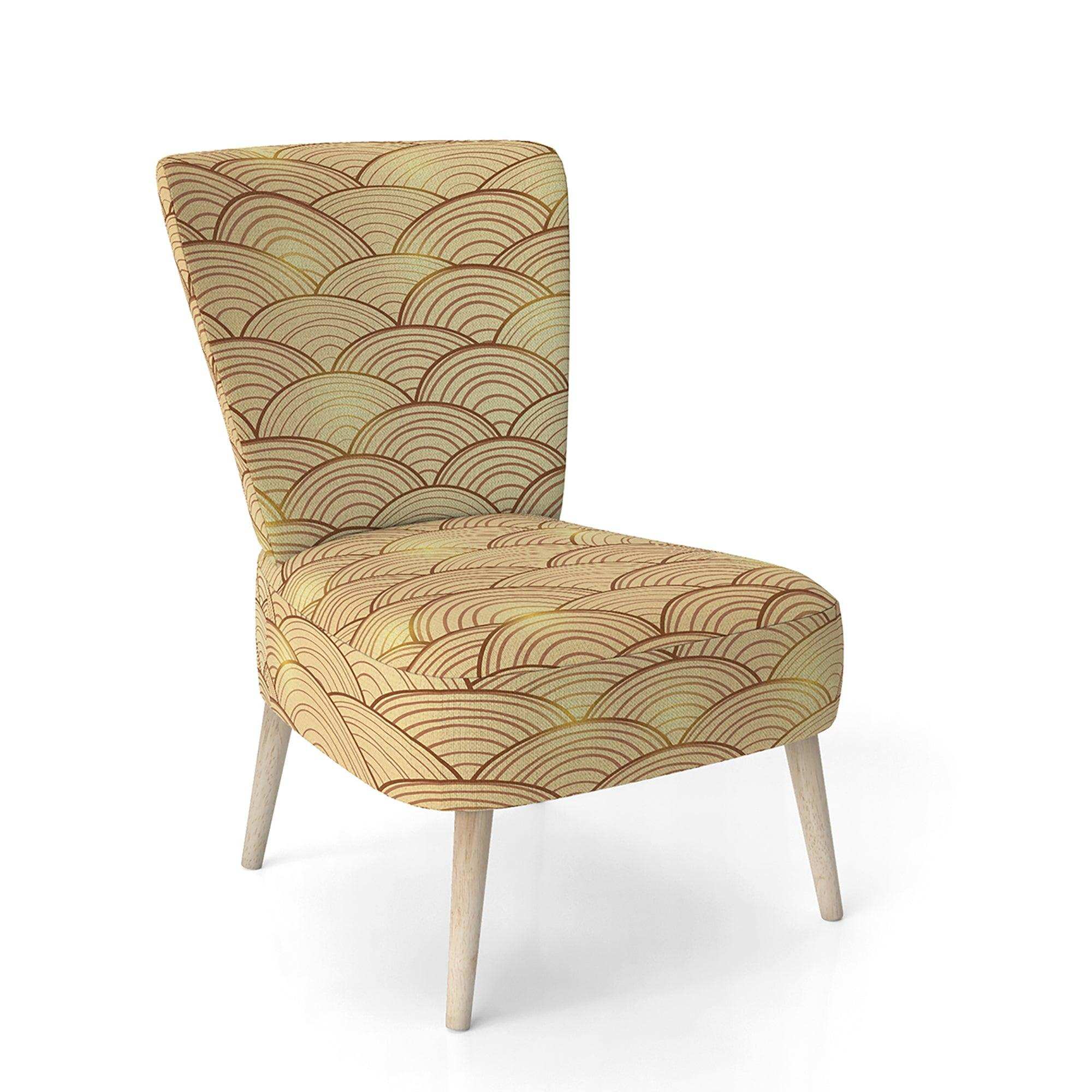 Golden Clouds In The Sky Mid-Century Accent Chair