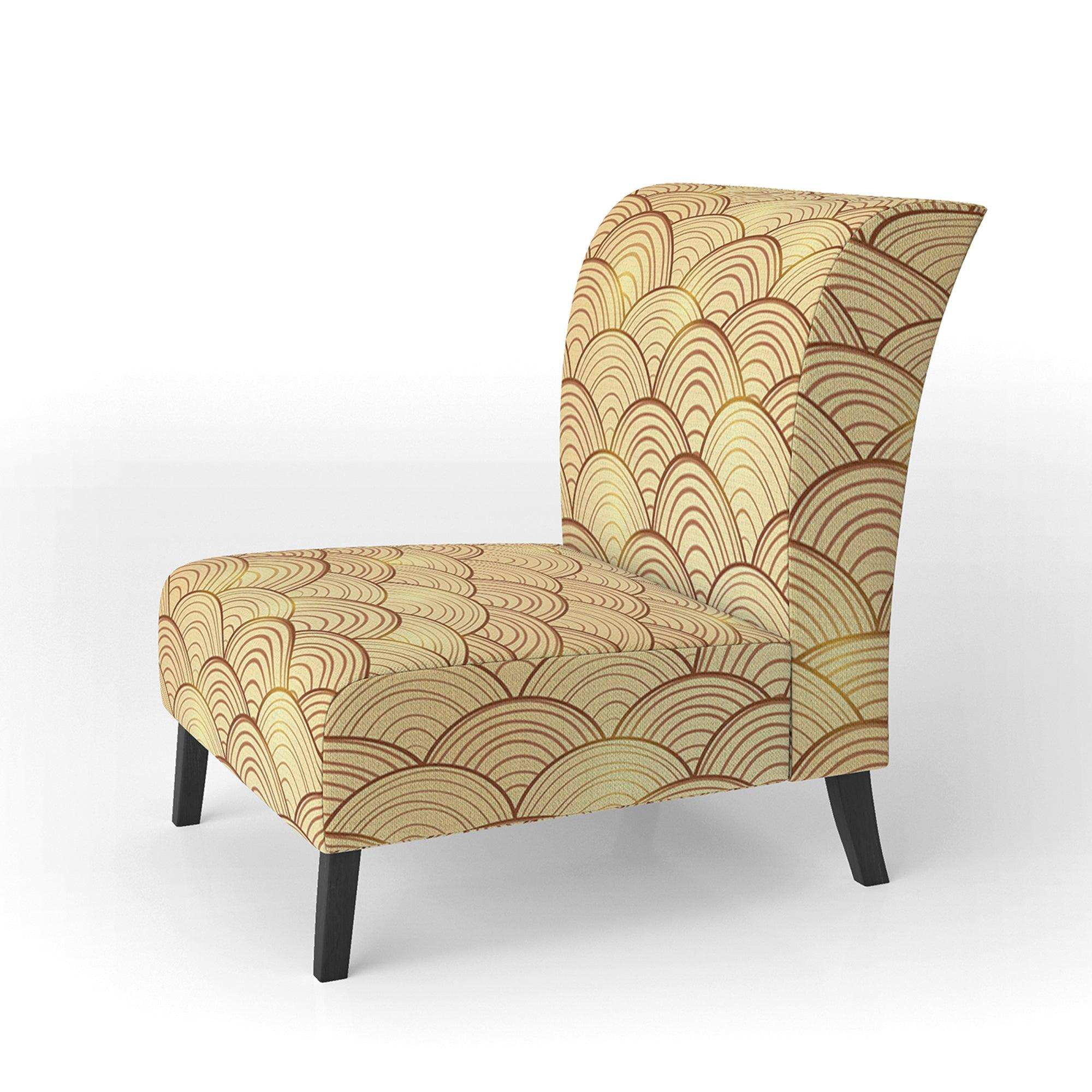 Golden Clouds In The Sky Mid-Century Accent Chair