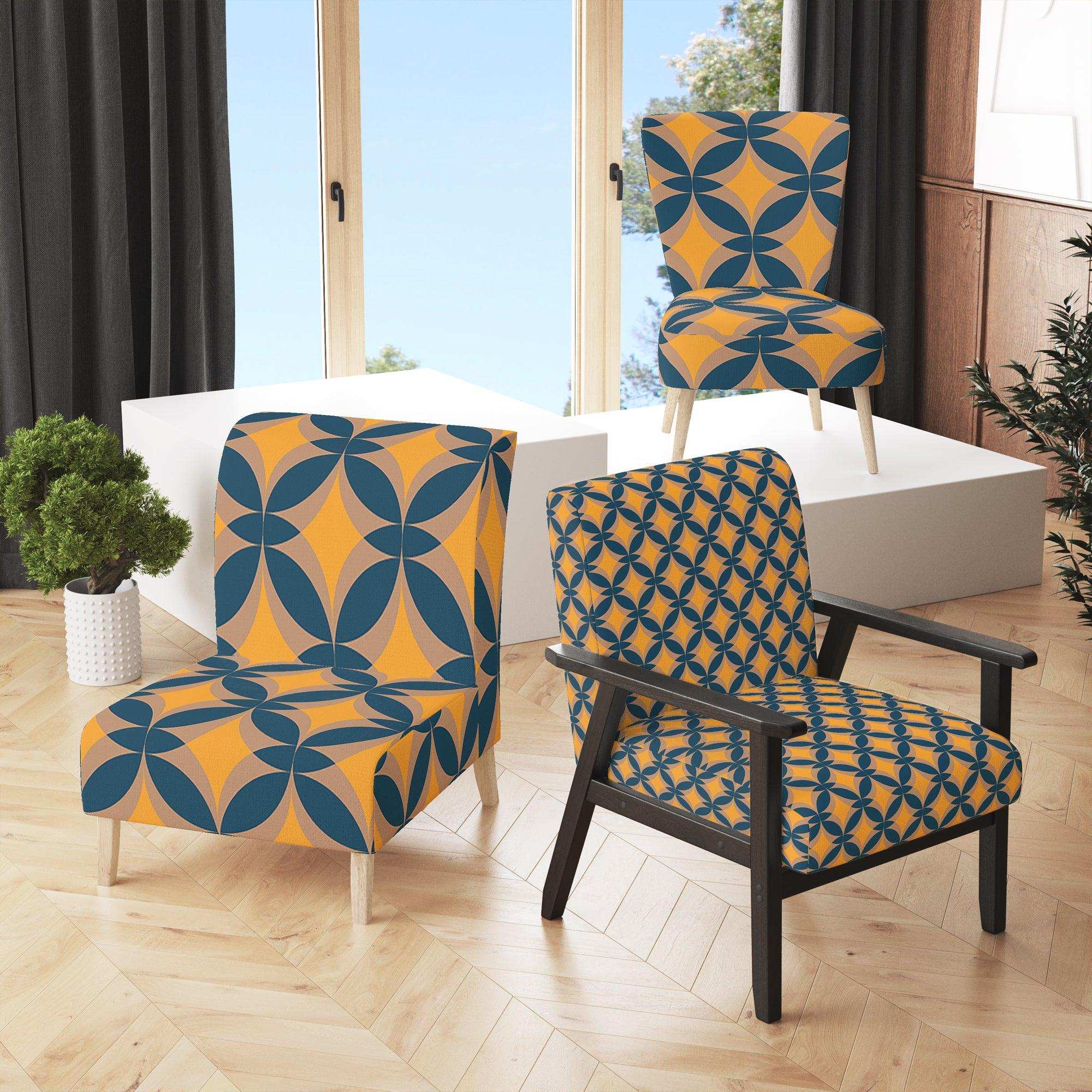 Abstract Retro Design III Mid-Century Accent Chair