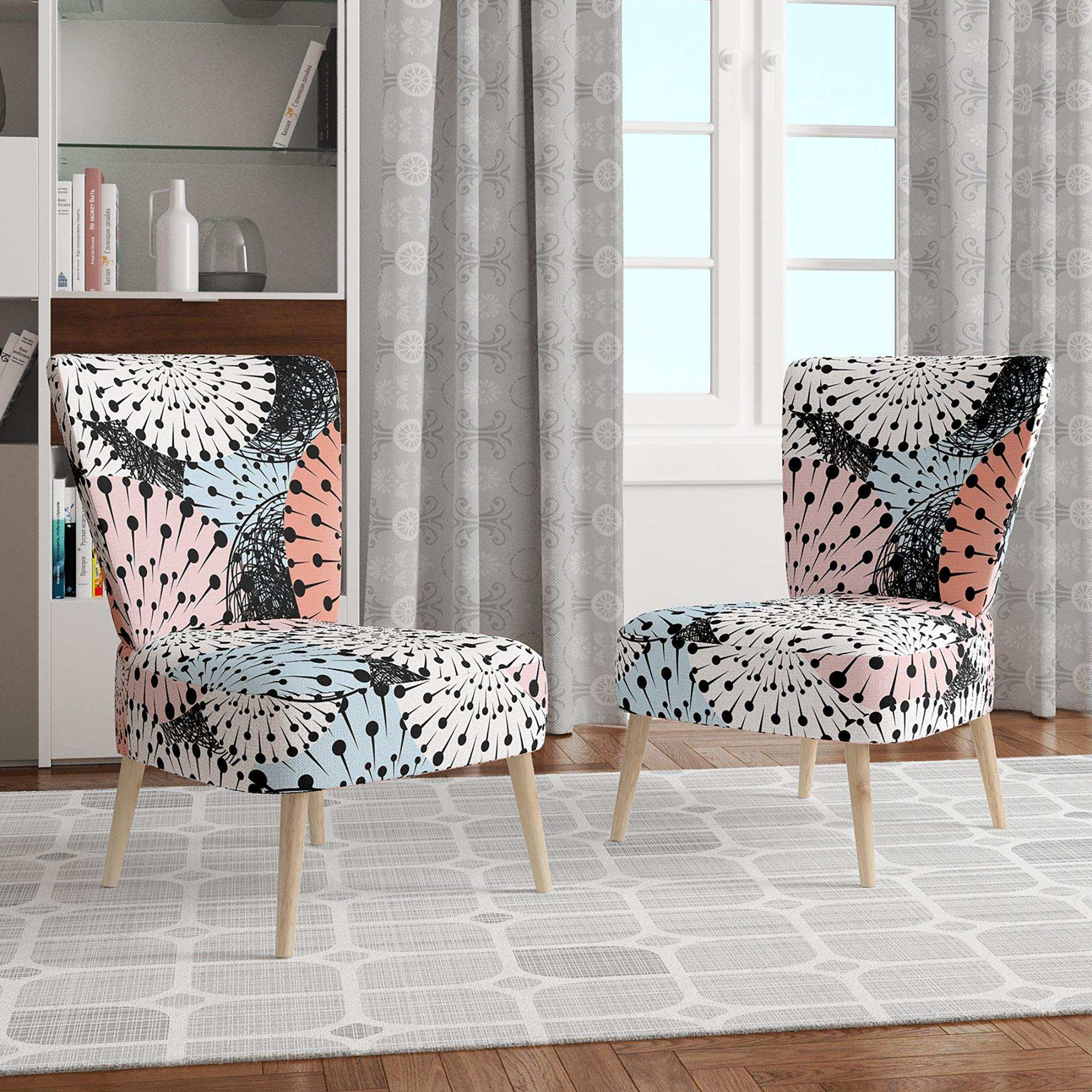 Retro Abstract Flower Design I Mid-Century Accent Chair