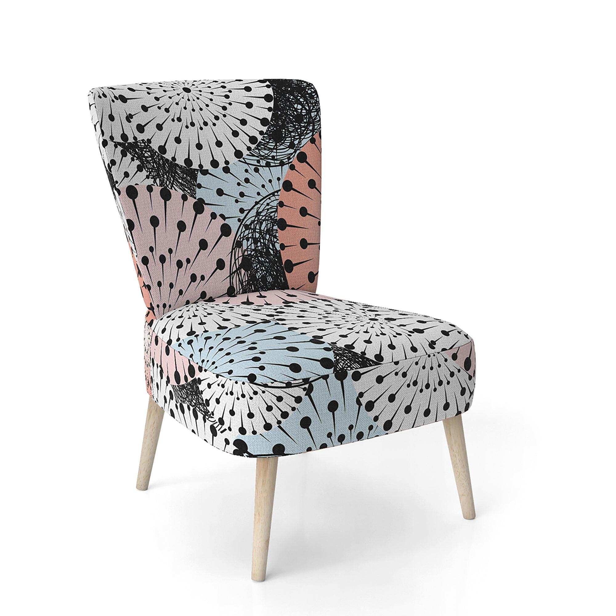 Retro Abstract Flower Design I Mid-Century Accent Chair