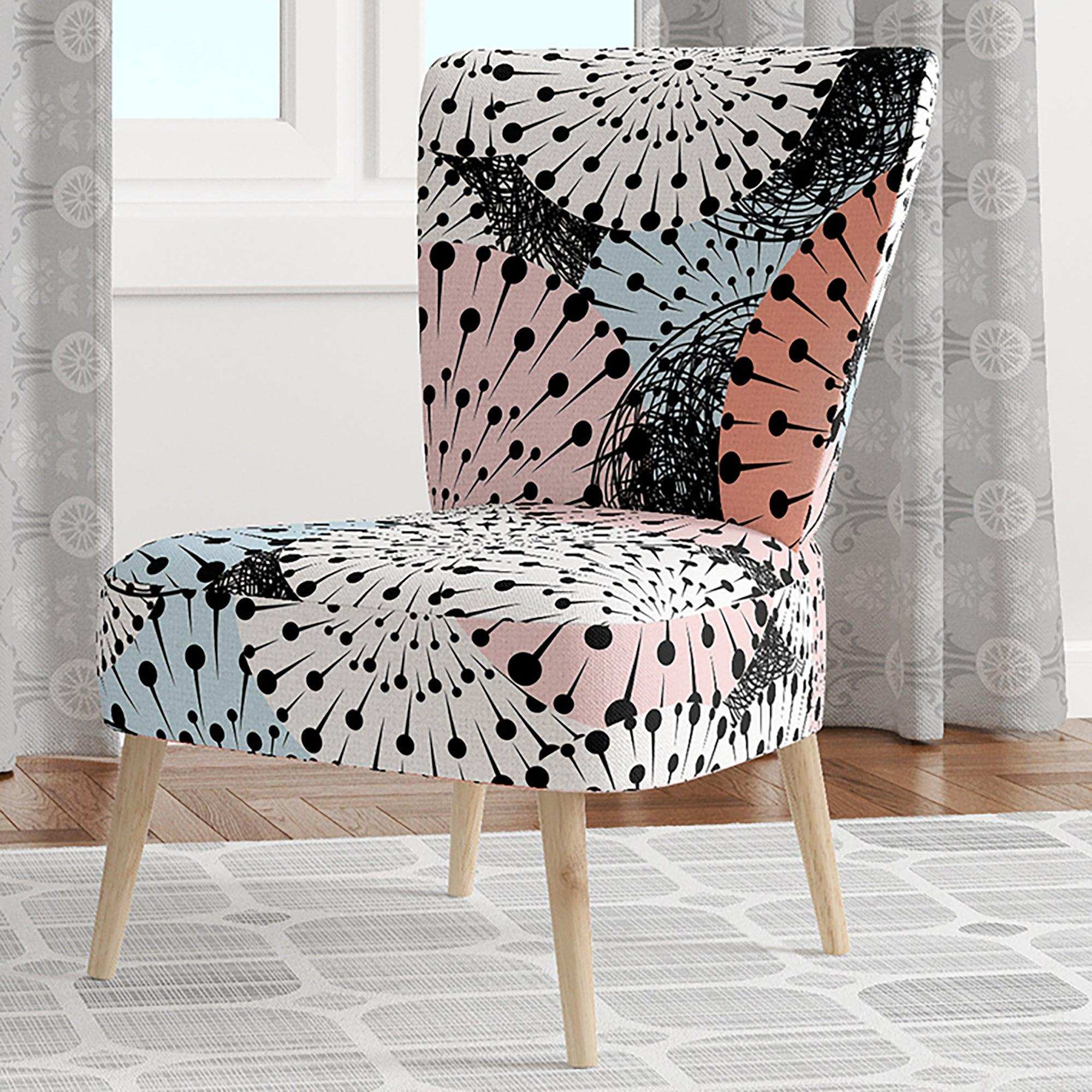 Retro Abstract Flower Design I Mid-Century Accent Chair