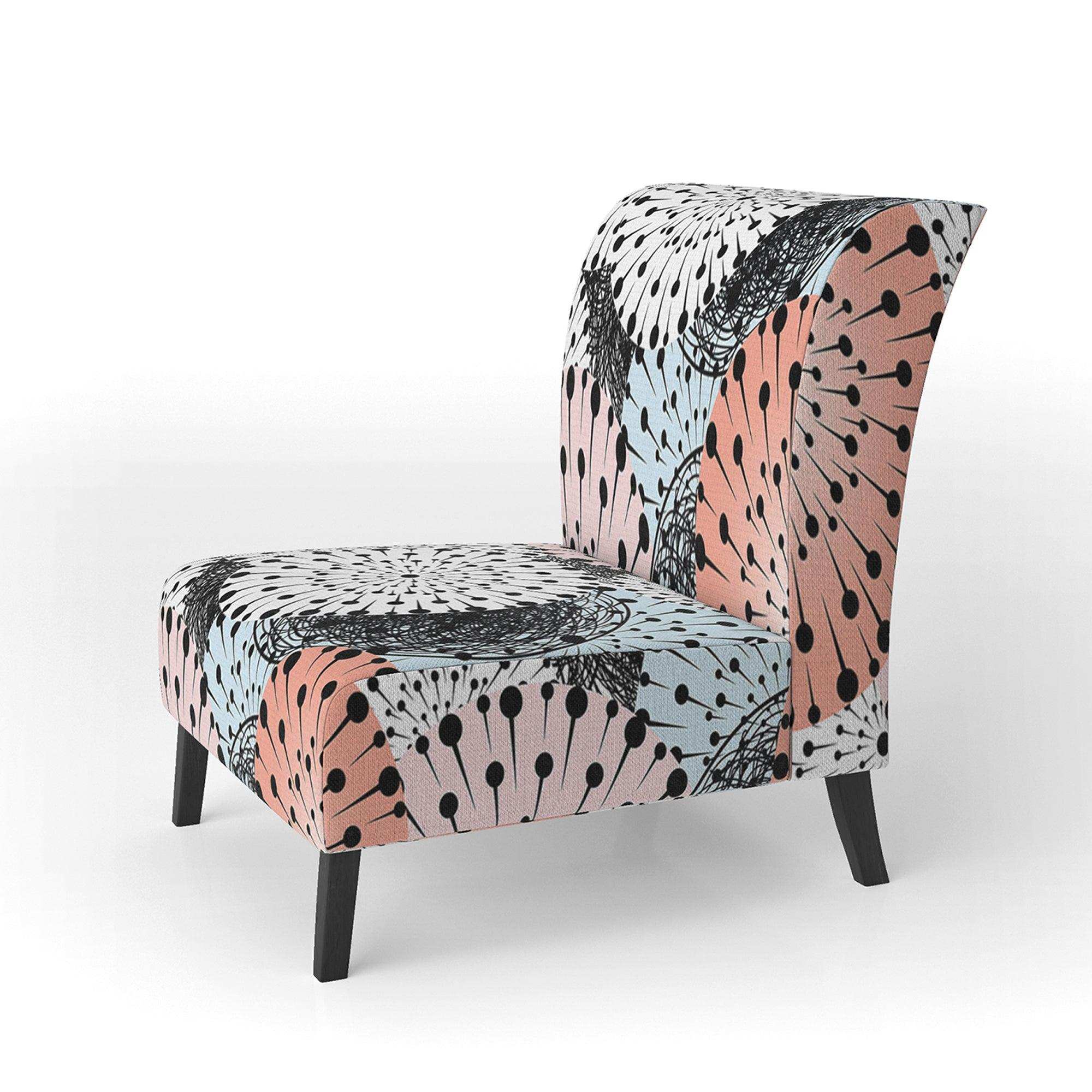Retro Abstract Flower Design I Mid-Century Accent Chair
