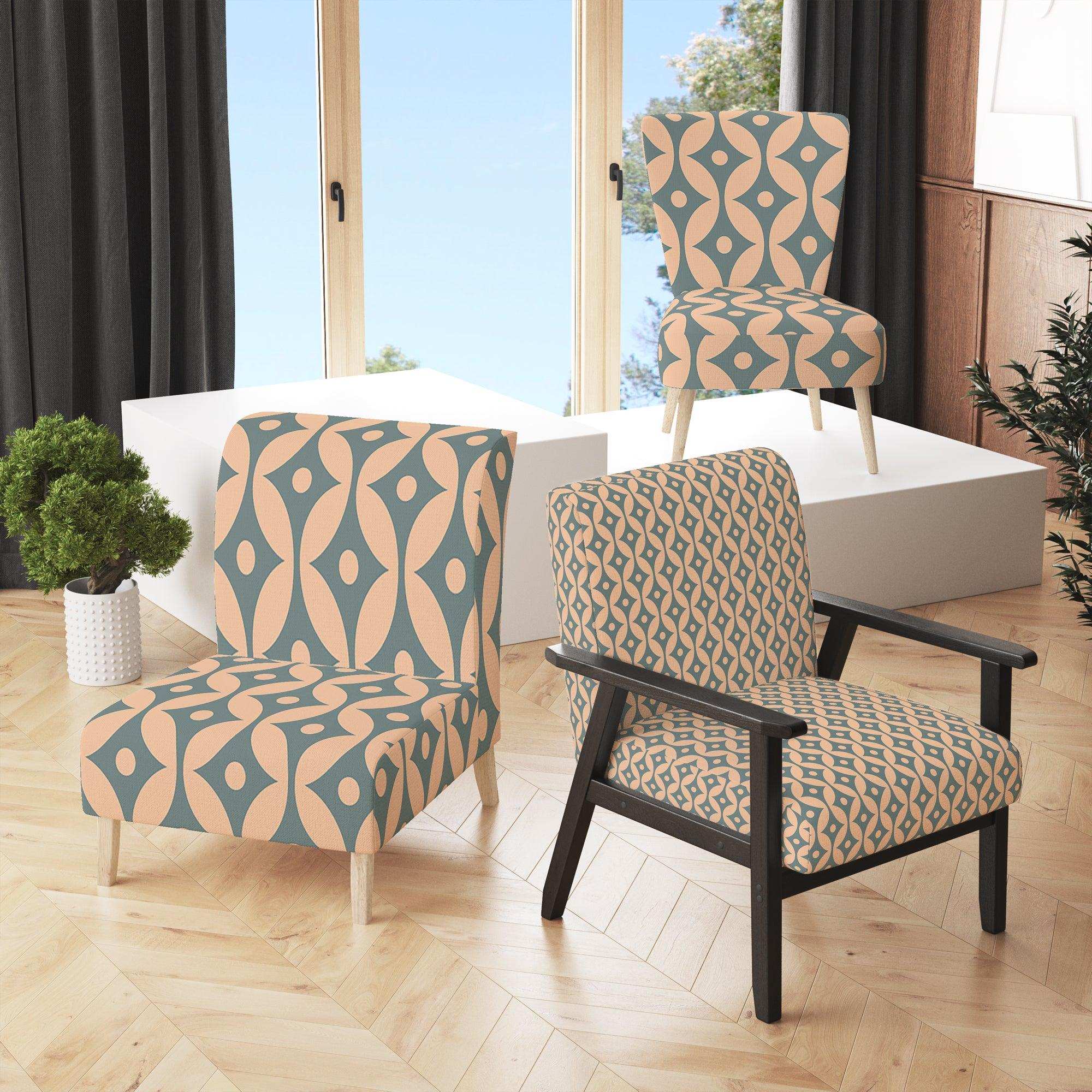 Retro Pattern Abstract Design IV Mid-Century Accent Chair
