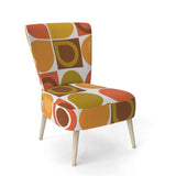 Abstract Retro Geometric Pattern VI Mid-Century Accent Chair Side Chair