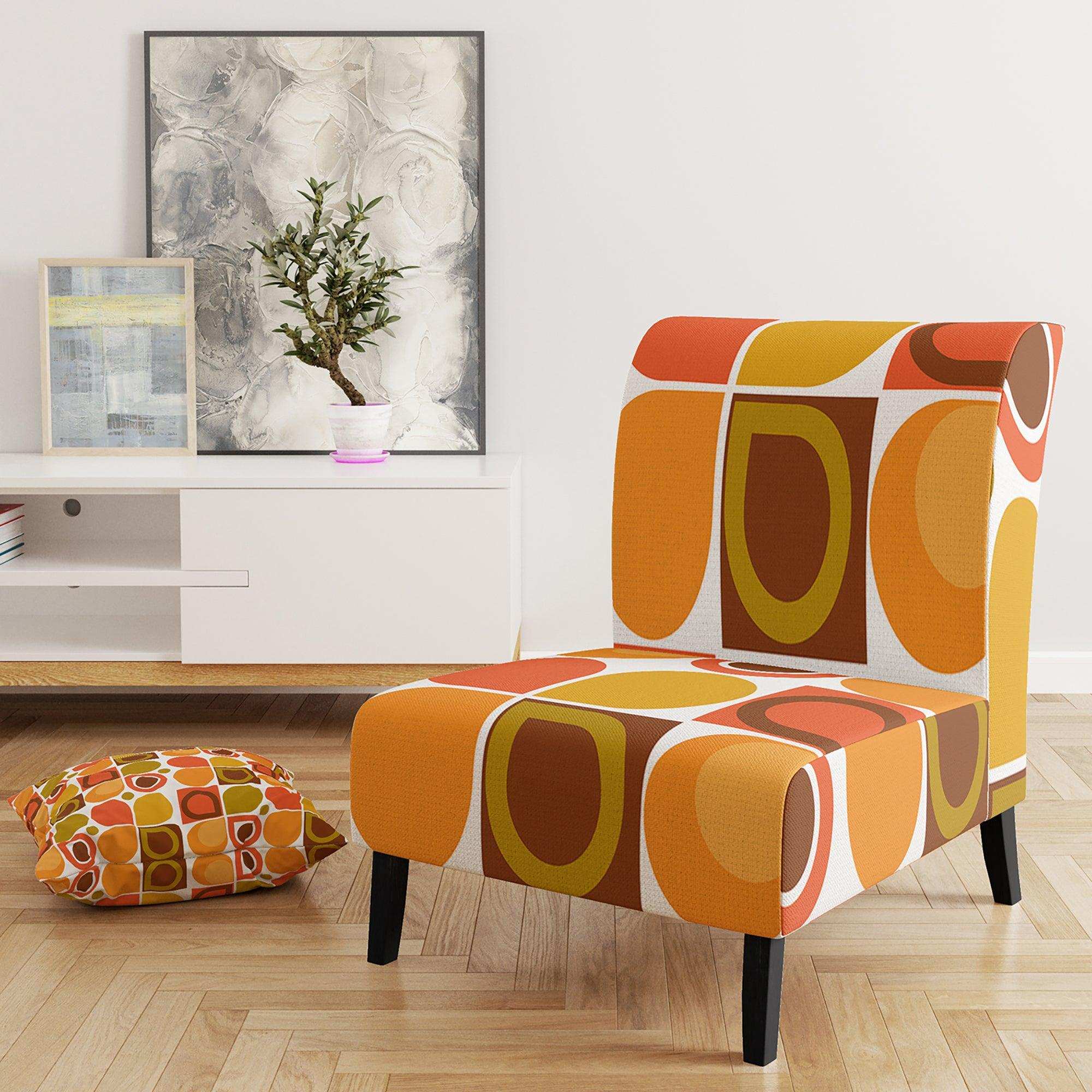 Abstract Retro Geometric Pattern VI Mid-Century Accent Chair Slipper Chair