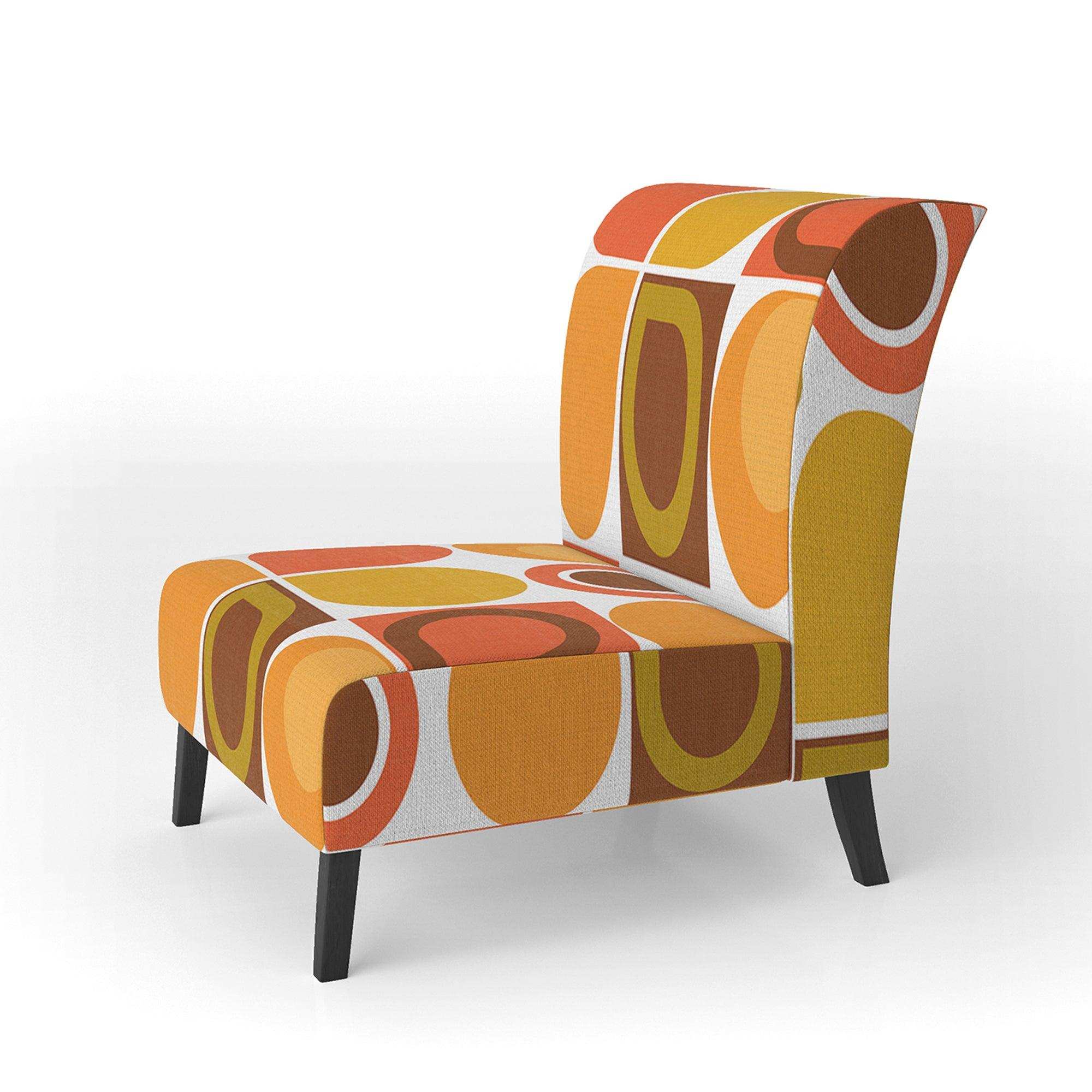 Abstract Retro Geometric Pattern VI Mid-Century Accent Chair Slipper Chair