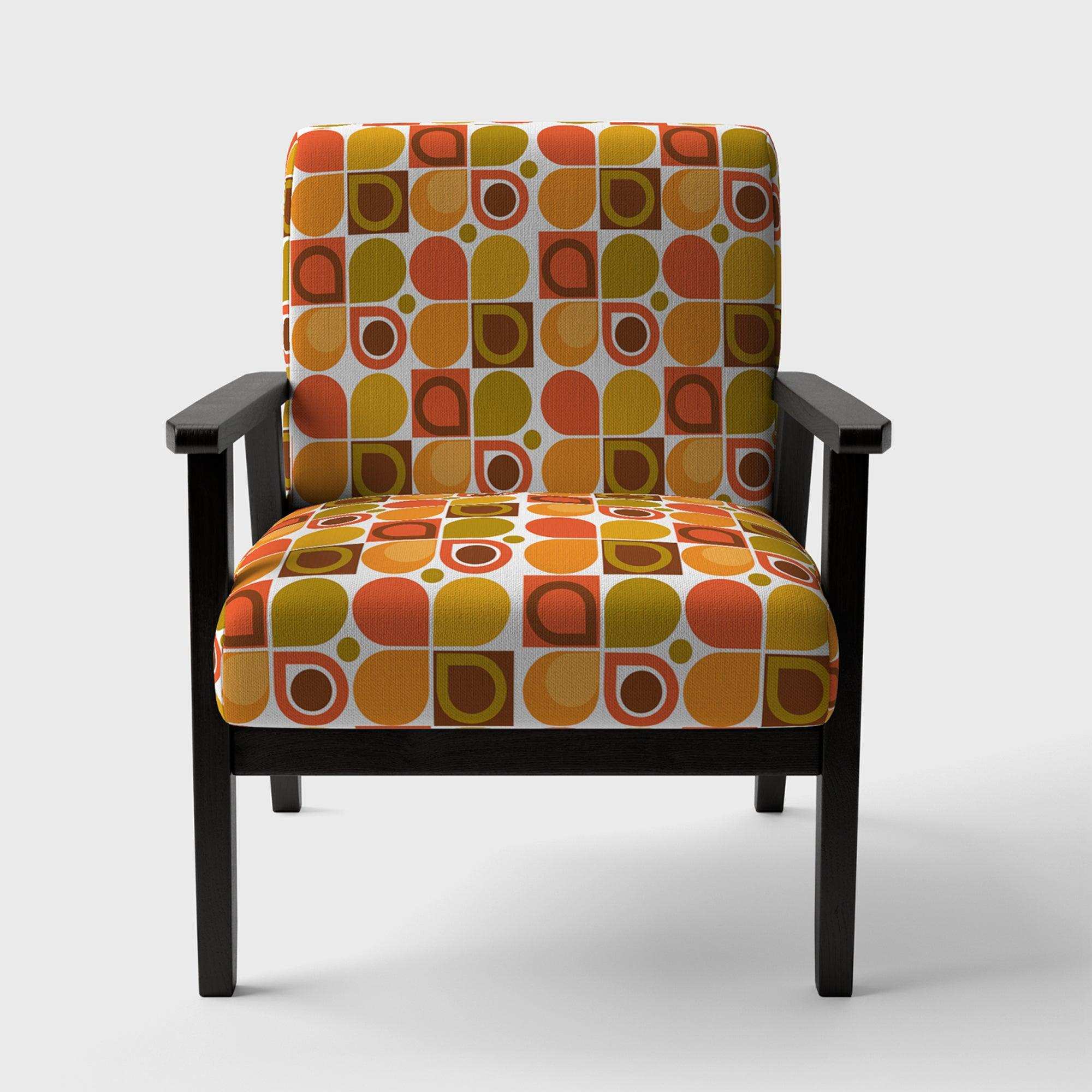 Abstract Retro Geometric Pattern VI Mid-Century Accent Chair Arm Chair