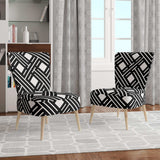 Monochrome Geometric Pattern II Mid-Century Accent Chair