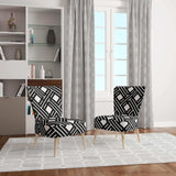 Monochrome Geometric Pattern II Mid-Century Accent Chair