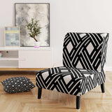 Monochrome Geometric Pattern II Mid-Century Accent Chair